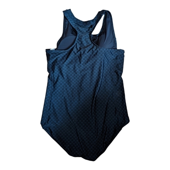 16 • Roots • *NWOT* Navy & Black Printed Zipper Front One Piece Swimsuit - Picture 3 of 8